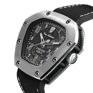 tonino lamborghini men's 'spyderleggero' skeleton dial black leather strap automatic watch tlf t06 1