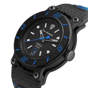 tonino lamborghini men's 'panfilo' black dial black leather strap automatic watch tlf t03 4
