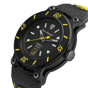 tonino lamborghini men's 'panfilo' black dial black leather strap automatic watch tlf t03 5