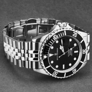 revue thommen men's 'diver' black dial stainless steel bracelet automatic watch 17571.2237