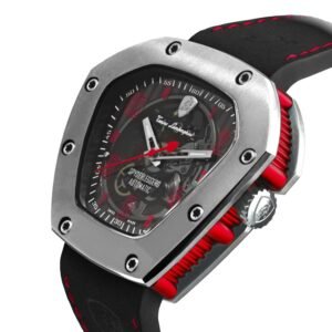 tonino lamborghini men's 'spyderleggero' skeleton dial black leather strap automatic watch tlf t06 2