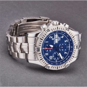 revue thommen 16071.6125 men's 'airspeed' blue dial day date chronograph automatic watch
