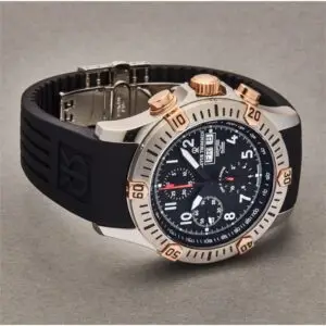 revue thommen 16071.6854 men's 'airspeed' black dial day date chronograph automatic watch