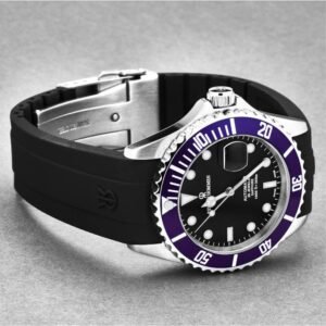 revue thommen 17571.2835 men's 'diver' black dial rubber strap swiss automatic watch