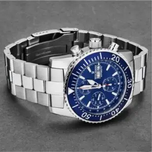 revue thommen 17030.6133 men's 'divers' blue dial day date chronograph automatic watch