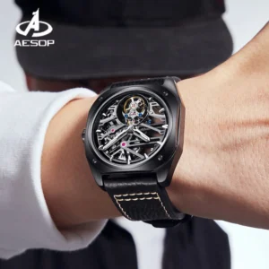 aesop luxury tourbillon watch for men mechanical fashion watches waterproof skeleton tourbillon movement sapphire square case a 1