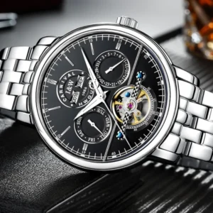 iw carnival men watch automatic movement mechanical wrist waterproof business synthetic sapphire mirror multifunctional watches silvery black