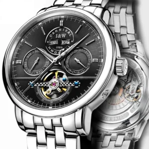iw carnival men watch automatic movement mechanical wrist waterproof business synthetic sapphire mirror multifunctional watches silvery black