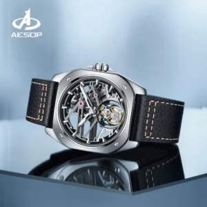 aesop luxury tourbillon watch for men mechanical fashion watches waterproof skeleton tourbillon movement sapphire square case a 1