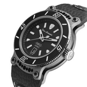 tonino lamborghini men's 'panfilo' black dial black leather strap automatic watch tlf t03 1