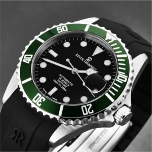 revue thommen 17571.2834 men's 'diver' black dial rubber strap swiss automatic watch