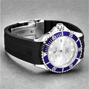 revue thommen 17571.2825 men's 'diver' silver dial rubber strap swiss automatic watch