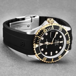 revue thommen men's 'diver' black dial black rubber strap swiss automatic watch 17571.2847