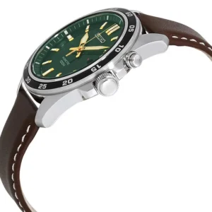 seiko | kinetic green dial brown leather men's watch ska791