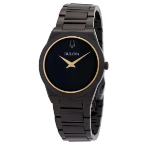 bulova | millennia quartz black dial men's watch 98a313