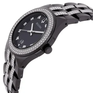 bulova | quartz crystal black dial men's watch & dog tag 98k101