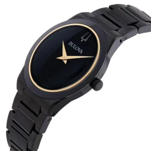 bulova | millennia quartz black dial men's watch 98a313